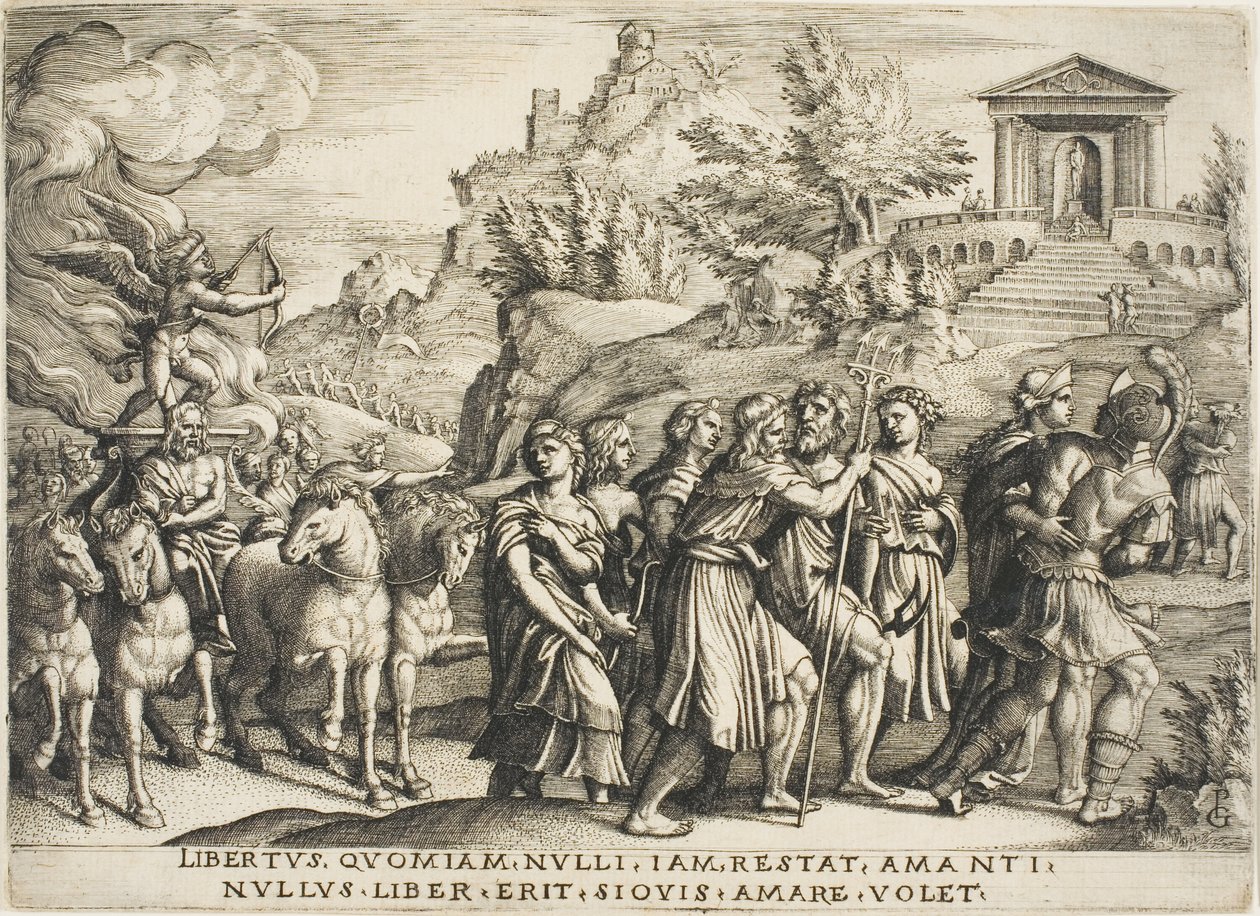 Der Triumph der Liebe, Platte eins aus Die Triumphe von Petrarca von Georg Pencz