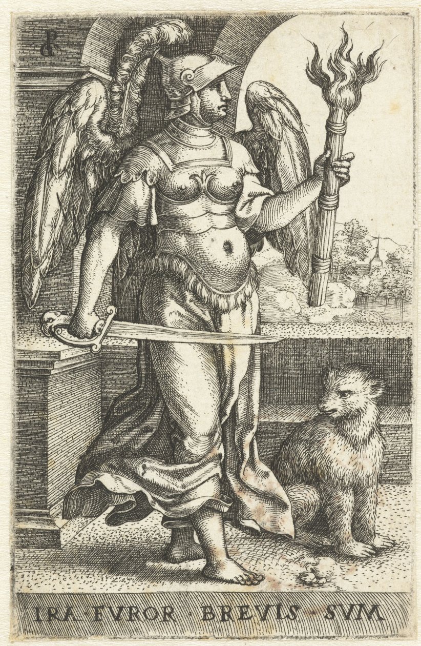 Zorn (Ira) Ira fvror brevis svm (Titel auf dem Objekt) Sieben Todsünden (Serientitel) von Georg Pencz