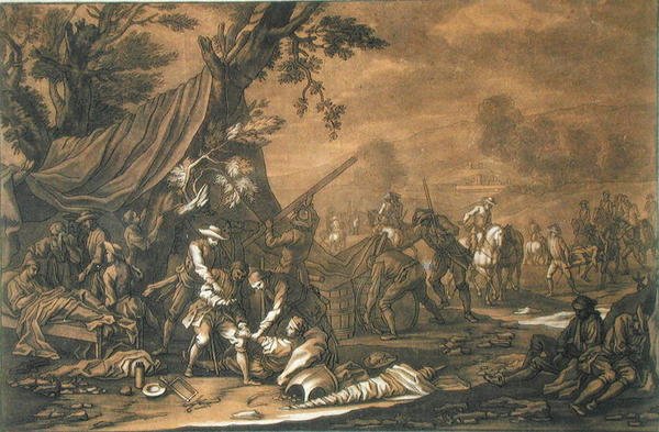 Verletzte nach der Schlacht transportieren von Georg Philipp I (after) Rugendas