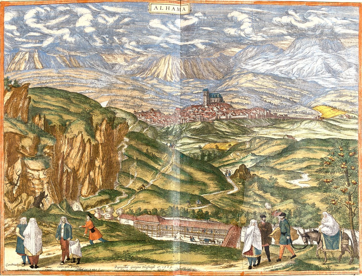 Alhama de Granada, Spanien von Georg and Hogenberg Franz (1535 90) Braun