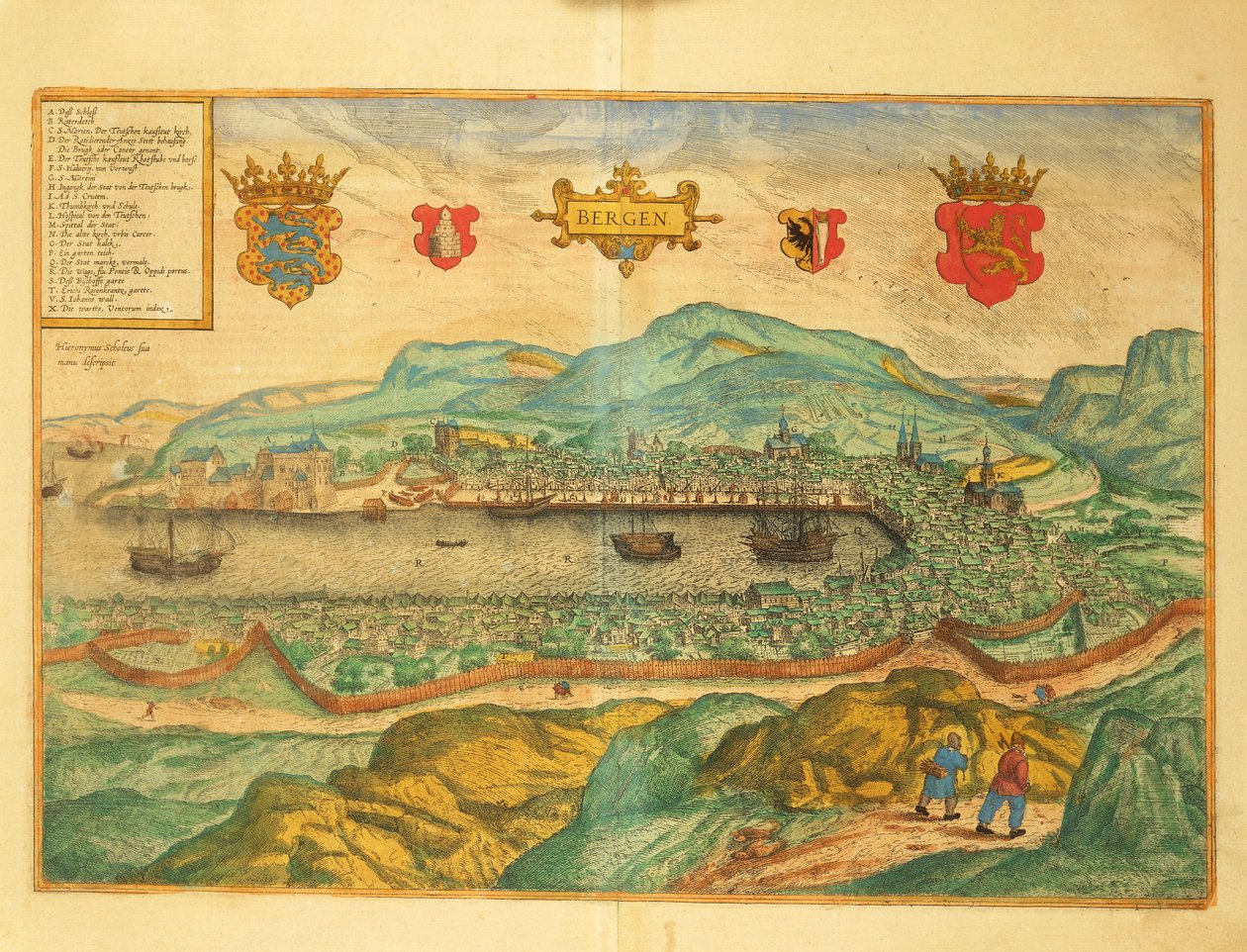 Bergen aus Civitates Orbis Terrarum von Georg Braun von Georg Braun and Hogenberg Franz