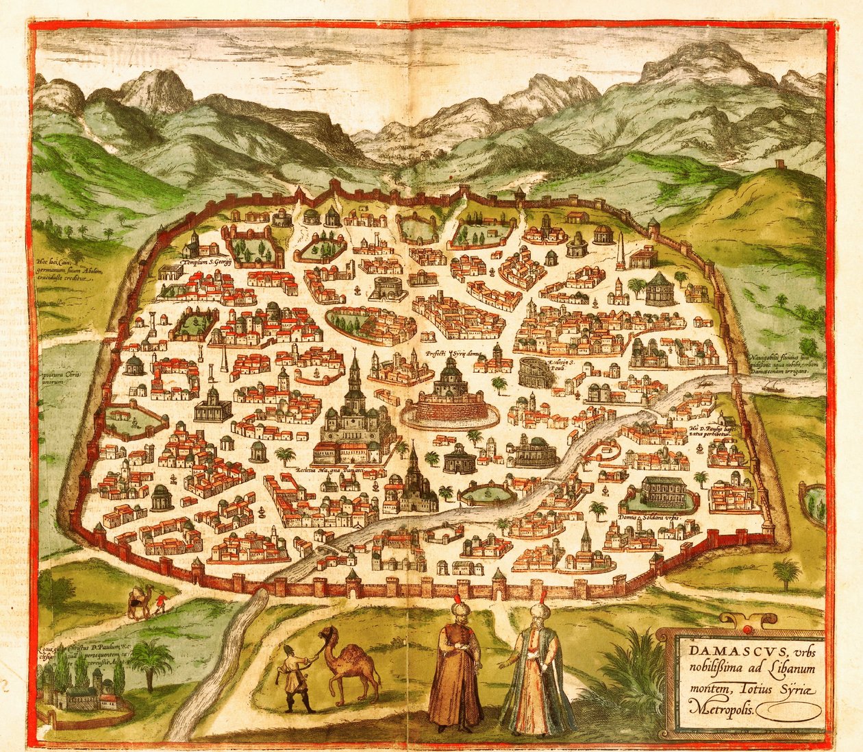 Damaskus, Syrien von Georg and Hogenberg Franz (1535-90) Braun