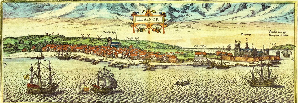 Elsinore, Dänemark von Georg and Hogenberg Franz (1535 90) Braun