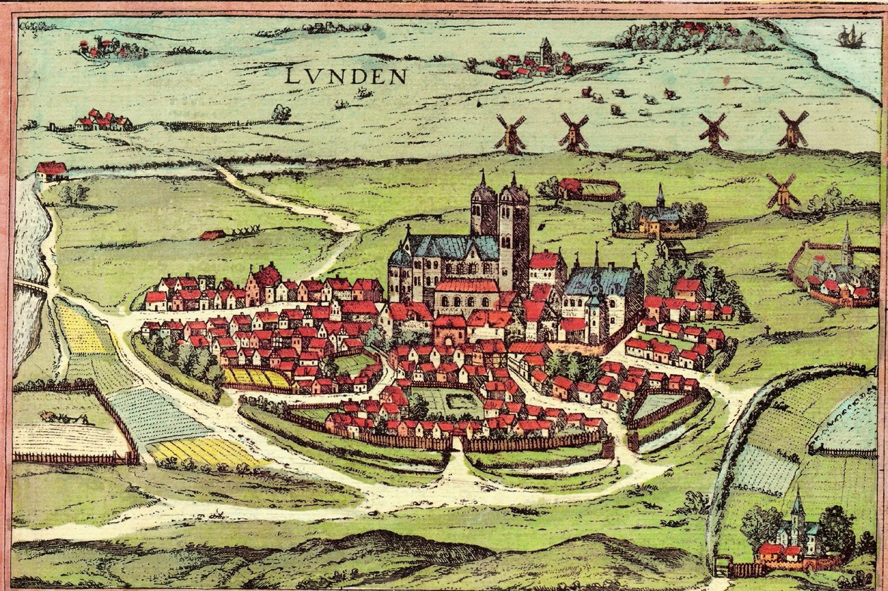 Lund, Schweden von Georg and Hogenberg Franz (1535 90) Braun