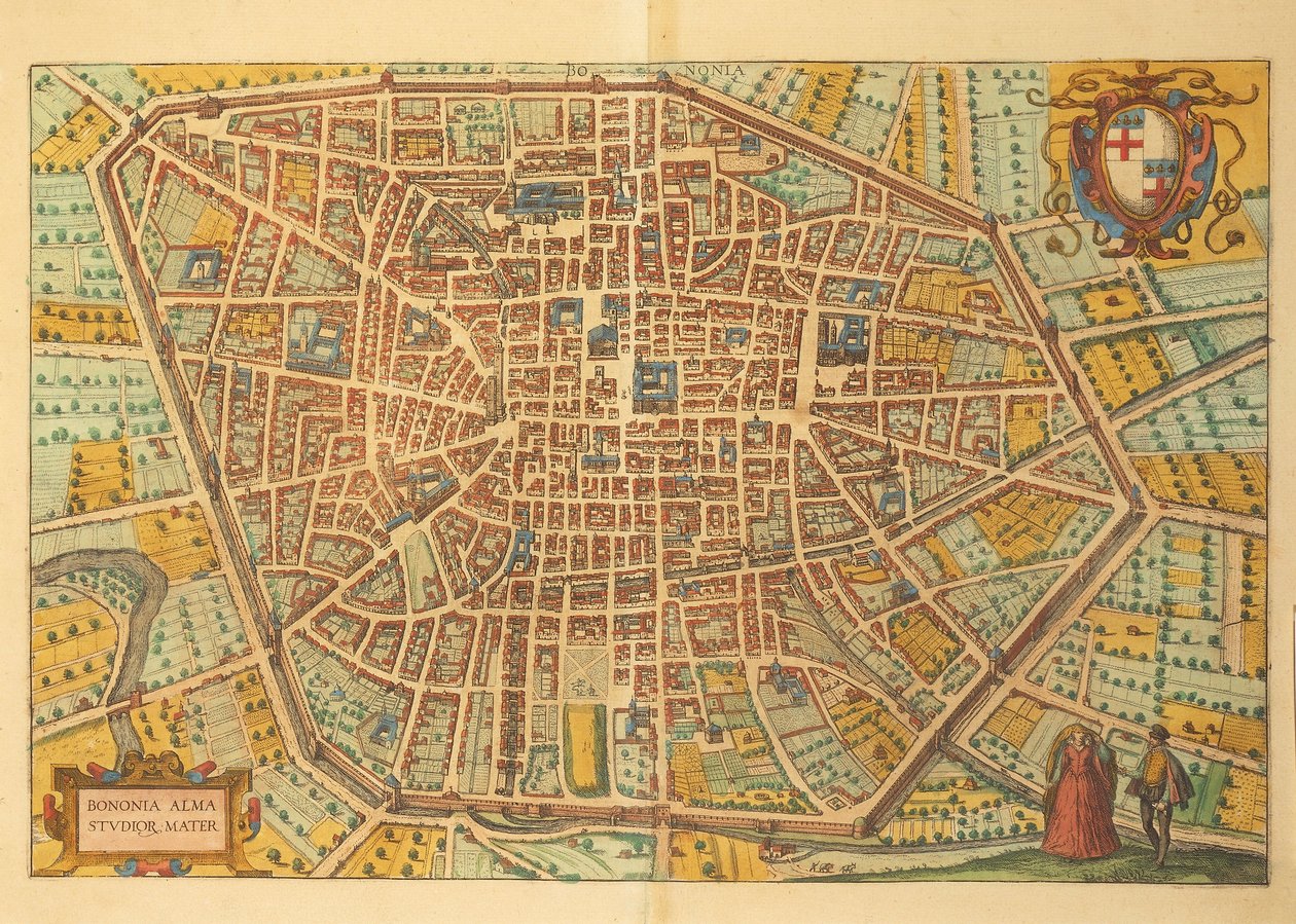 Karte von Bologna aus Civitates Orbis Terrarum von Georg Braun von Georg Braun and Hogenberg Franz
