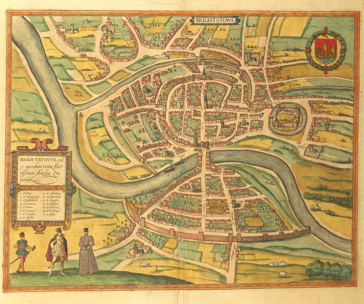 Karte von Bristol aus Civitates Orbis Terrarum von Georg Braun and Hogenberg Franz