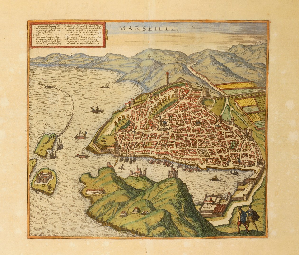 Karte von Marseille aus Civitates Orbis Terrarum von Georg Braun von Georg Braun and Hogenberg Franz