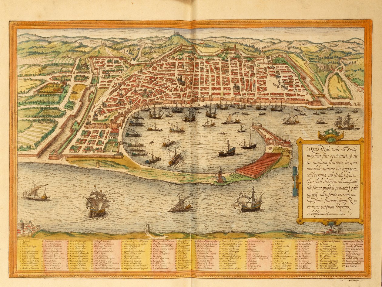 Karte von Messina aus Civitates Orbis Terrarum von Georg Braun von Georg Braun and Hogenberg Franz