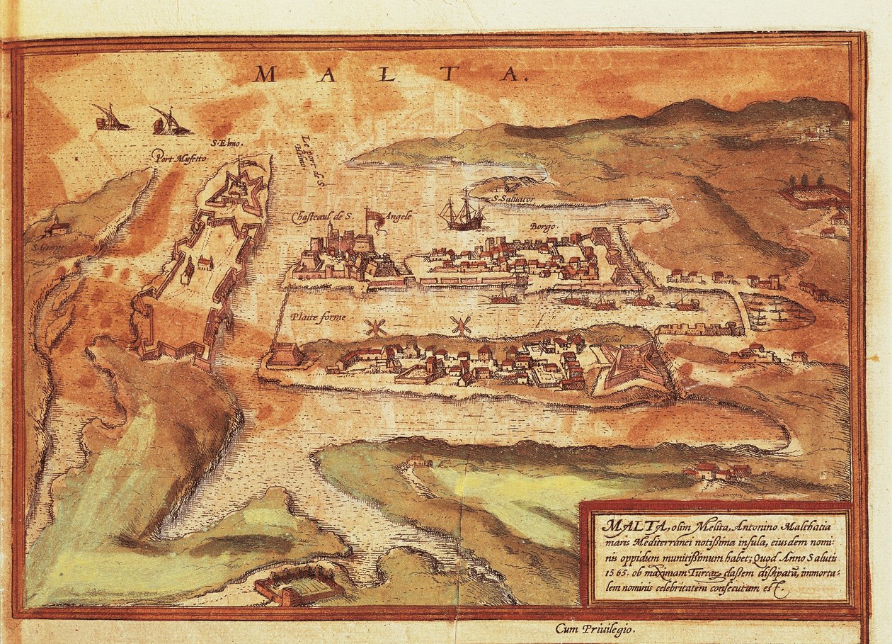 Karte der Insel Malta aus Civitates Orbis Terrarum von Georg Braun von Georg Braun and Hogenberg Franz