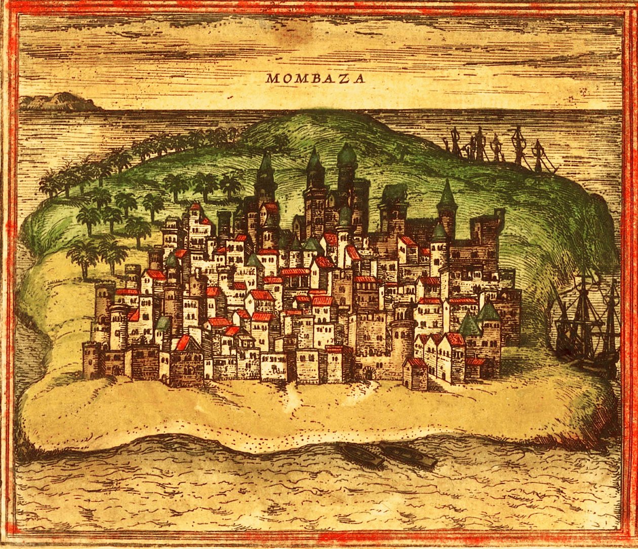 Mombasa, Kenia, Afrika von Georg and Hogenberg Franz (1535 90) Braun