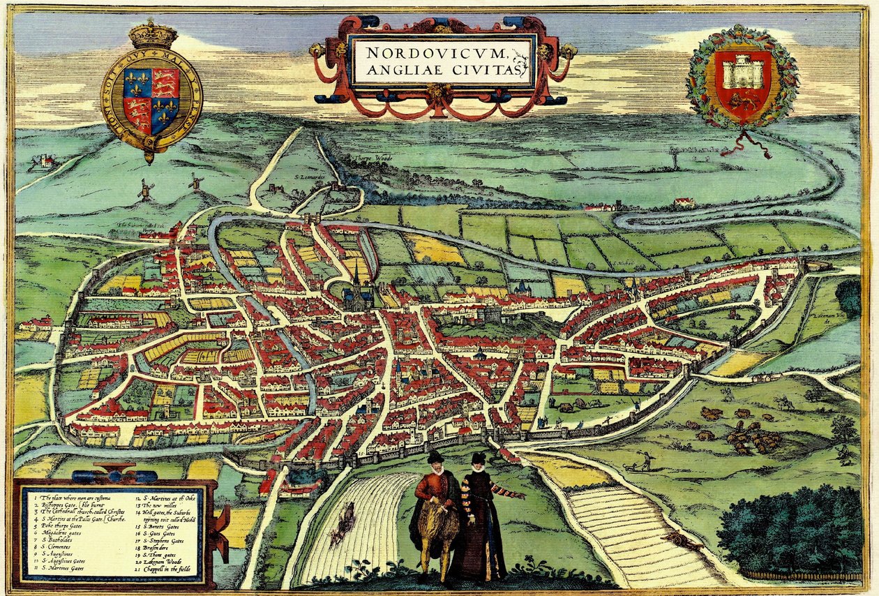 Norwich, England von Georg and Hogenberg Franz (1535 90) Braun
