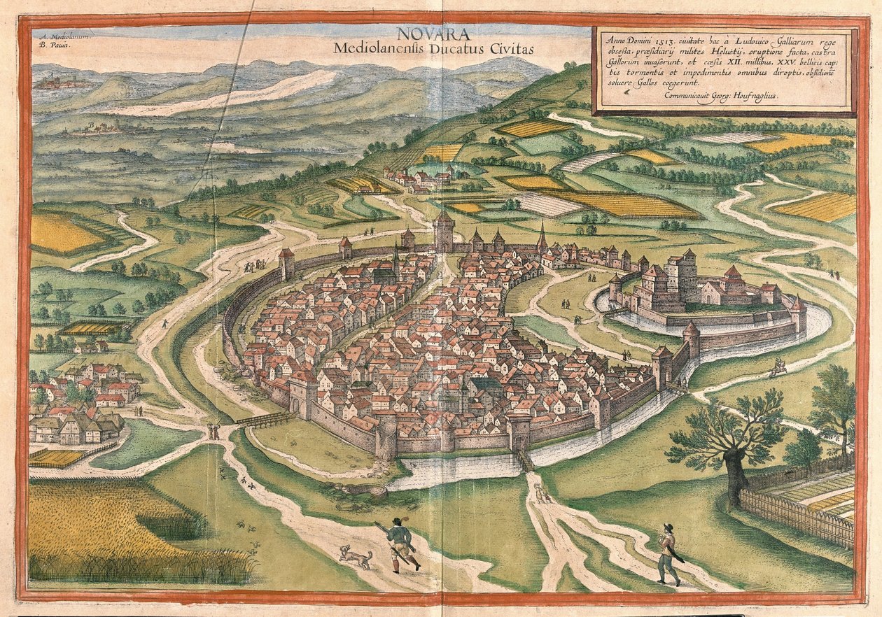 Novara, Region Piemont, Italien von Georg Braun and Hogenberg Franz