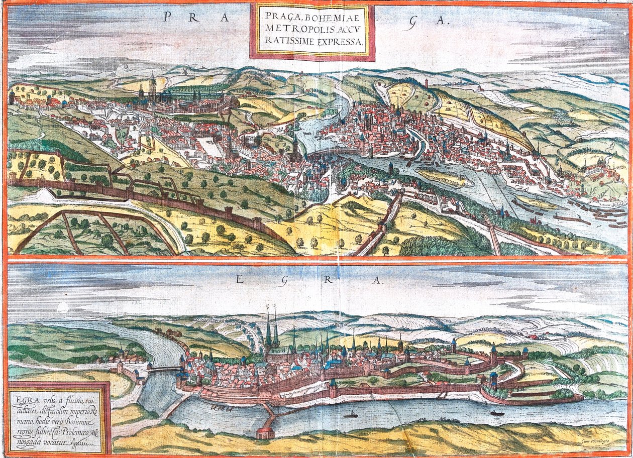 Prag, Cheb, Tschechische Republik von Georg and Hogenberg Franz (1535 90) Braun