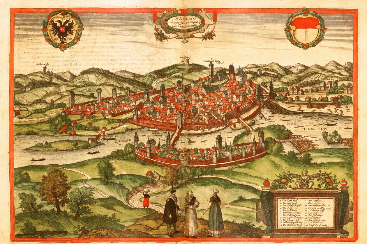 Schwäbisch Hall, Schwaben, Deutschland von Georg and Hogenberg Franz (1535 90) Braun