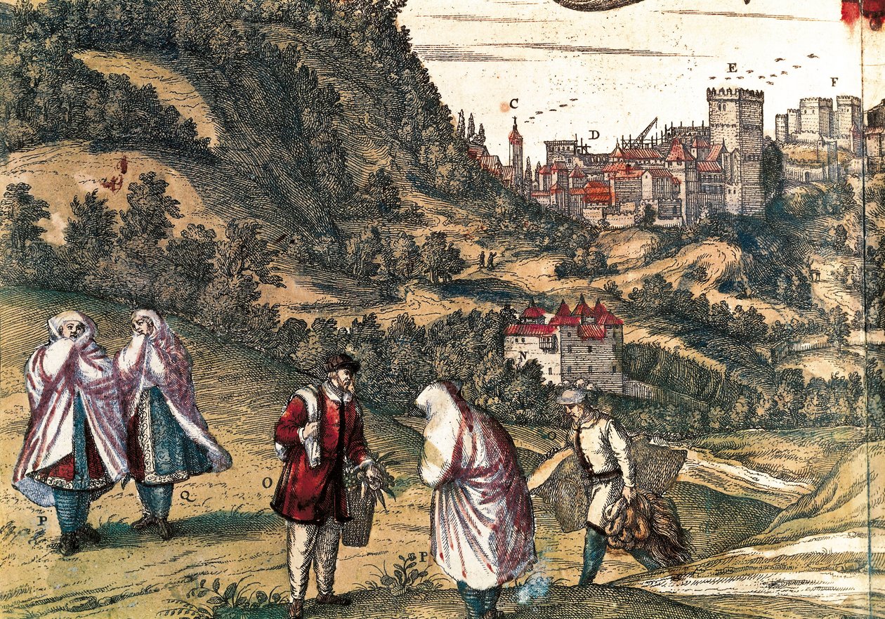 Mauritius von der Alhambra, Stich von George Braun in "Civitatis Orbis Terrarum" von Franz Hogenberg (1535-1590), herausgegeben von Gottfried Kempesen in Köln in sechs Bänden von Georg Braun and Hogenberg Franz
