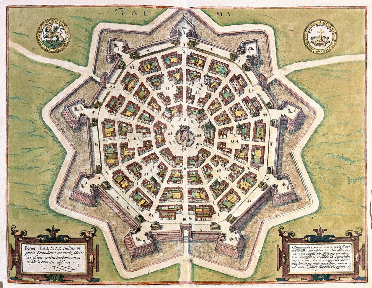 Palmanova, Provinz Udine, Italien (Gravur) von Georg Braun and Hogenberg Franz