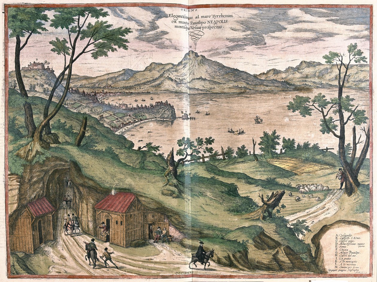 Die Bucht von Neapel und der Vesuv, Italien, 1579 von Georg Braun and Hogenberg Franz