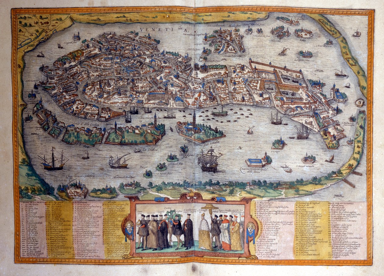 Ansicht von Venedig aus dem Atlas „Civitates Orbis Terrarum“ von Braun und Hogenberg. von Georg Braun and Hogenberg Franz