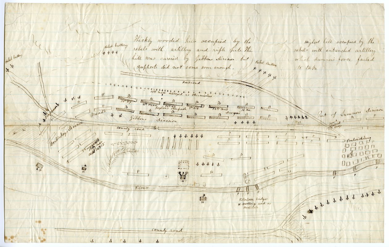 Karte von Fredericksburg, ca. Dezember 1862 von George Bush