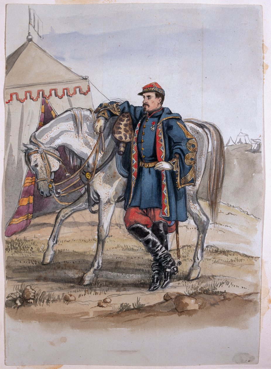 Porträt von General Clers, ehemaliger Kommandeur der Zouaven, aus einem Album von Gemälden und Skizzen bekannt als 