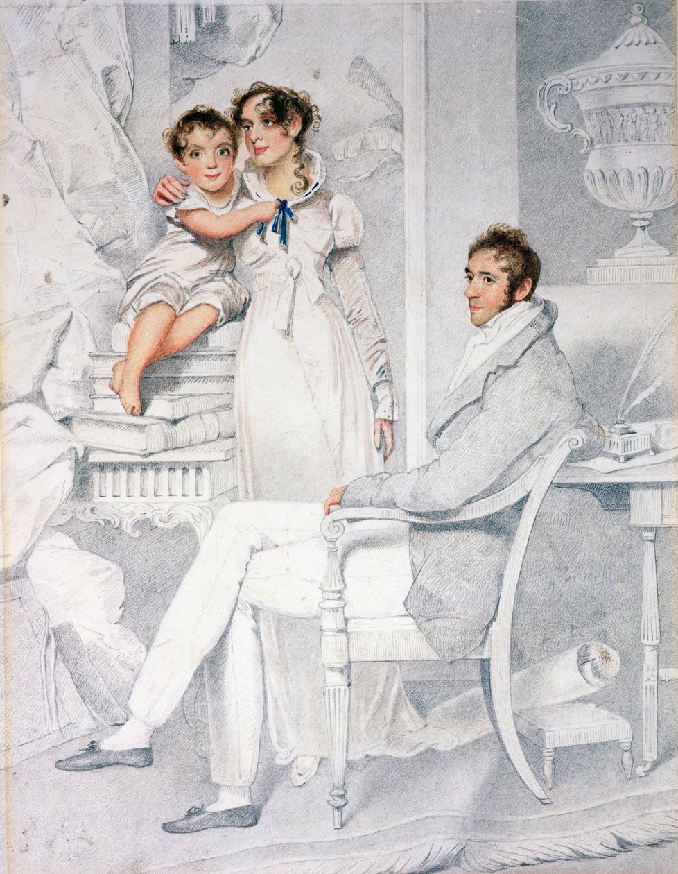Mr und Mrs Richmond Thackeray und ihr Sohn, William Makepeace Thackeray (1811-63), 1814 von George Chinnery