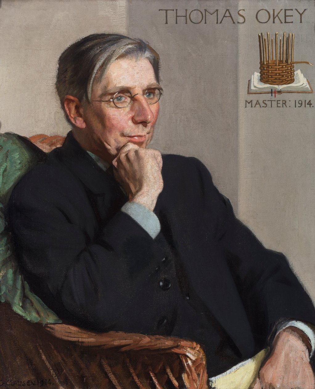 Porträt von Thomas Okey, Meister der Art Workers Guild, 1914 von George Clausen