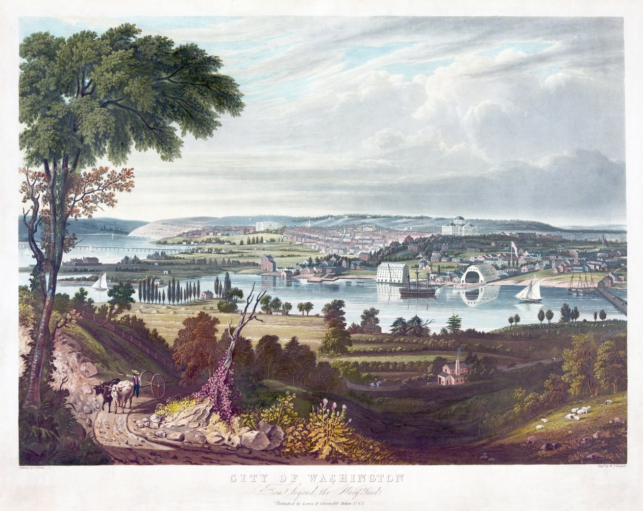 Stadt Washington von jenseits der Marinewerft, Gravur von William James Bennett (1787-1844) um 1834 von George Cooke