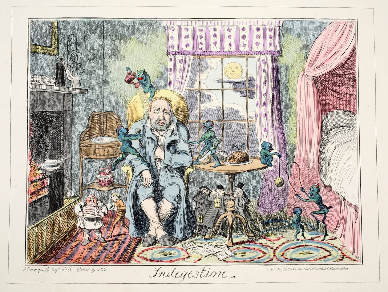 Verdauungsstörung, 1835 von George Cruikshank