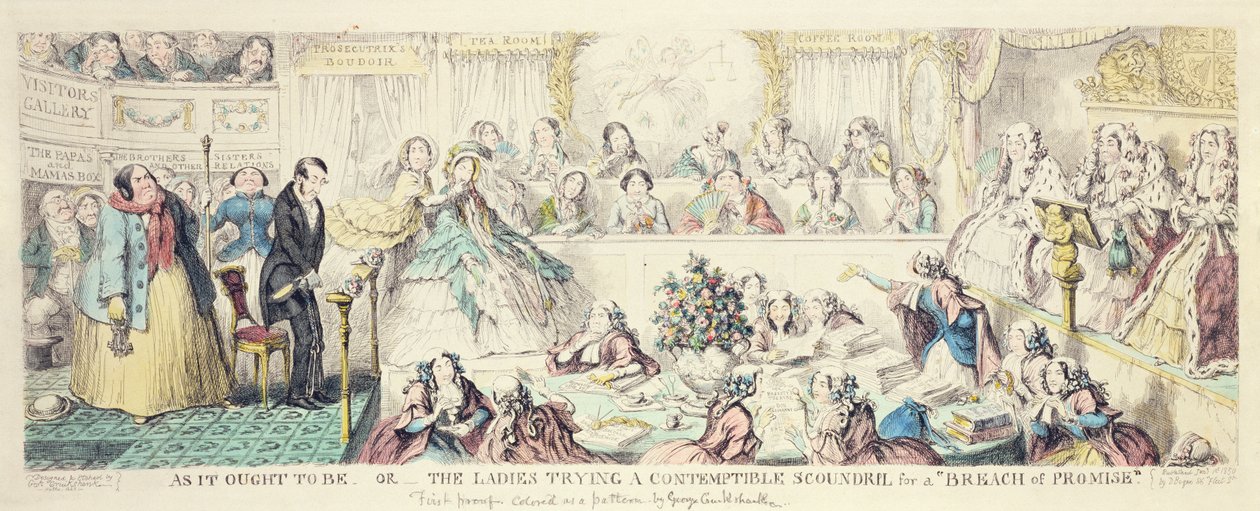 Der Bruch des Versprechens - kolorierte Karikatur von George Cruikshank