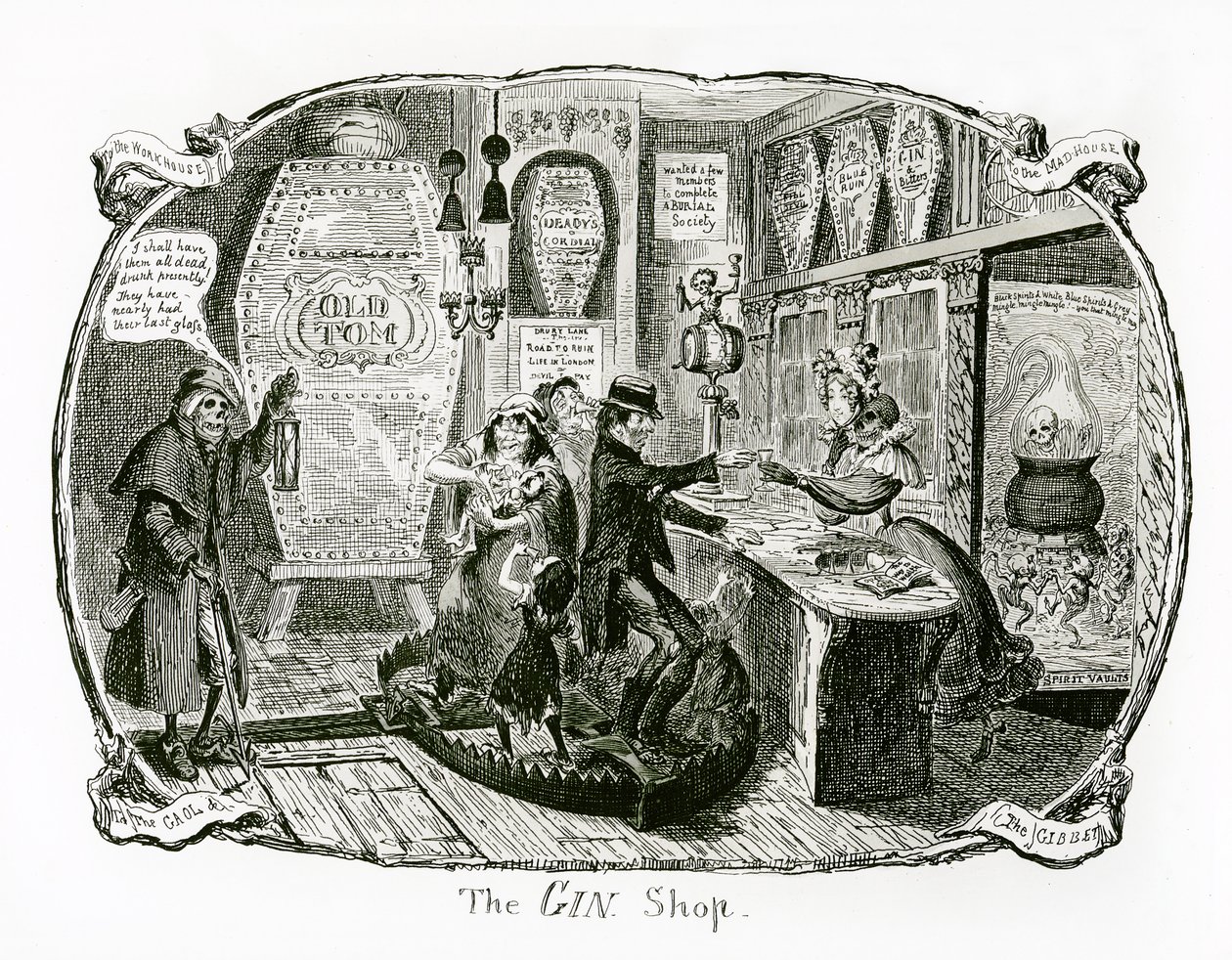 Der Gin-Laden, 1829 von George Cruikshank