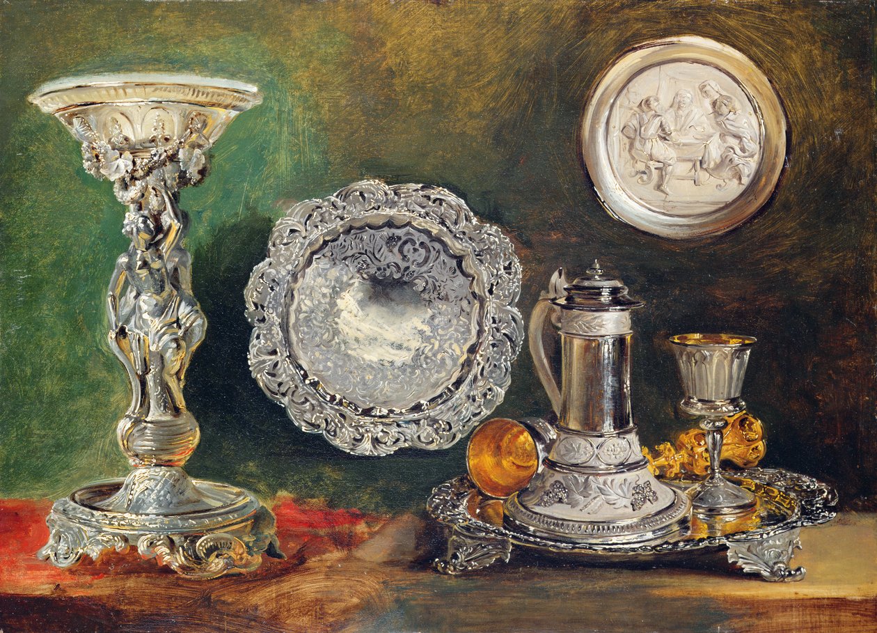 Ein Stillleben aus Silber, ca. 1833 von George Lance