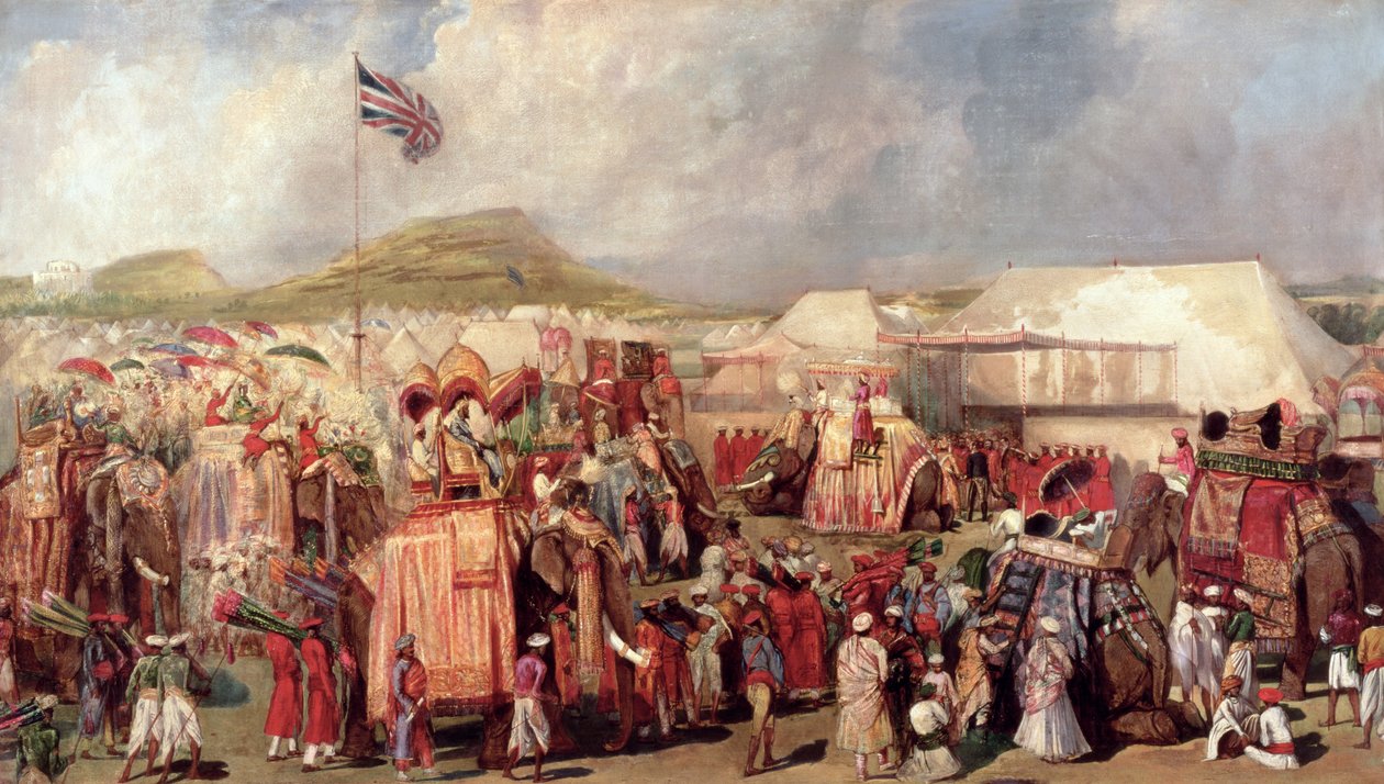 Einheimische Prinzen kommen ins Lager für die Kaiserliche Versammlung in Delhi, 1877 von George Landseer