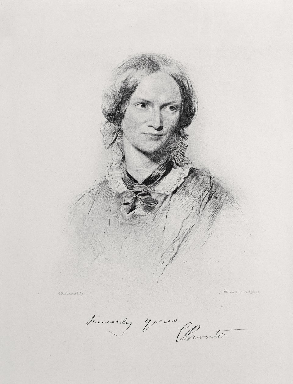Porträt von Charlotte Bronte, graviert von Walker und Boutall von George Richmond