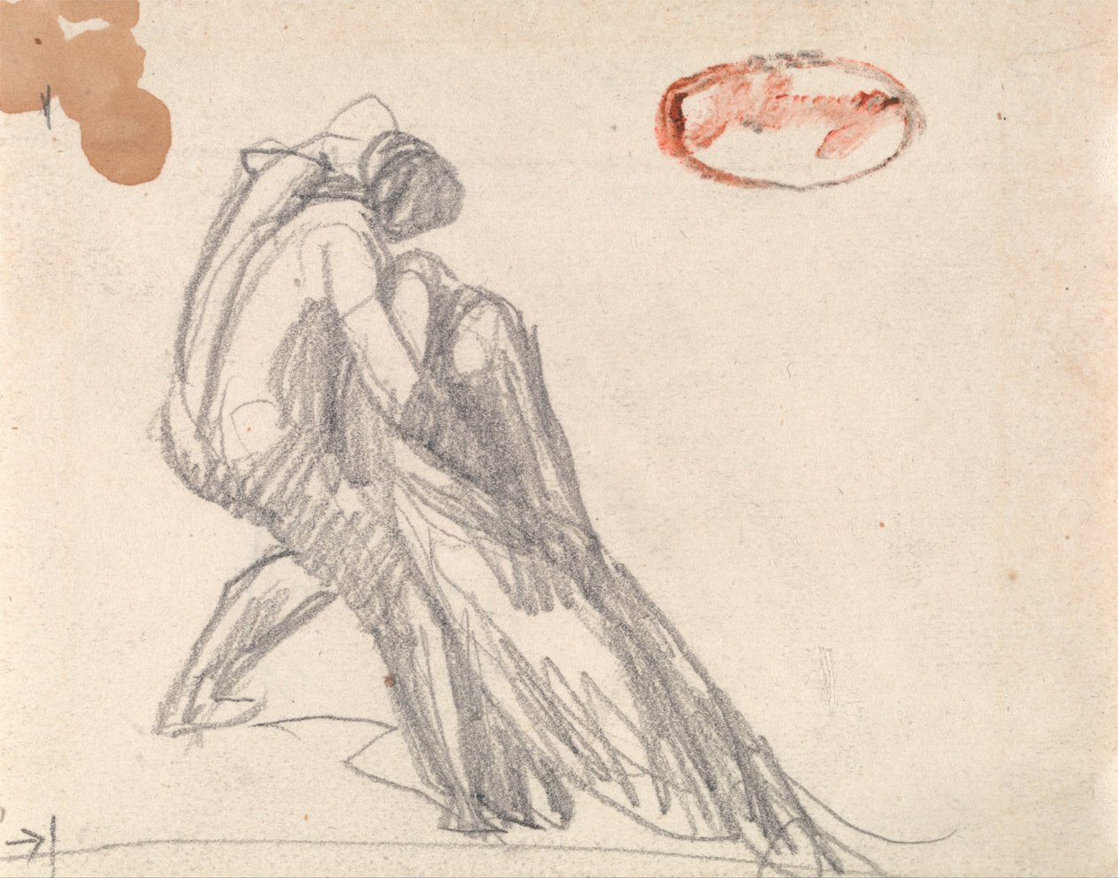 Figur, die eine ohnmächtige Figur stützt von George Romney