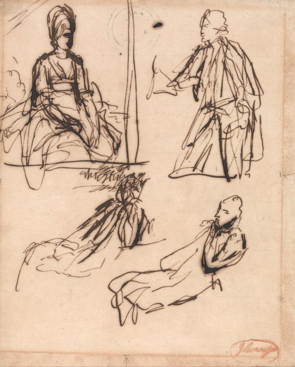 Studien für Porträts eines Mannes und einer Frau von George Romney