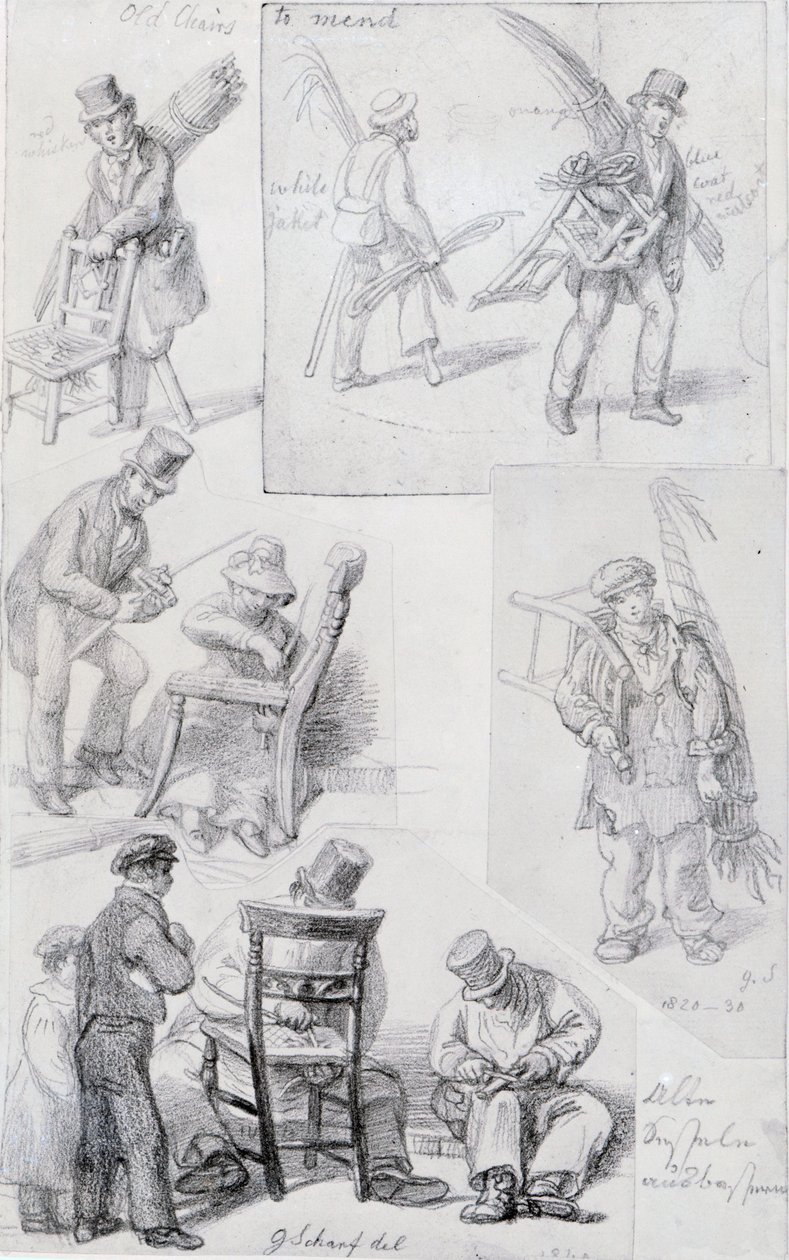 Stuhlreparierer auf den Straßen von London, 1820-30 von George Snr Scharf