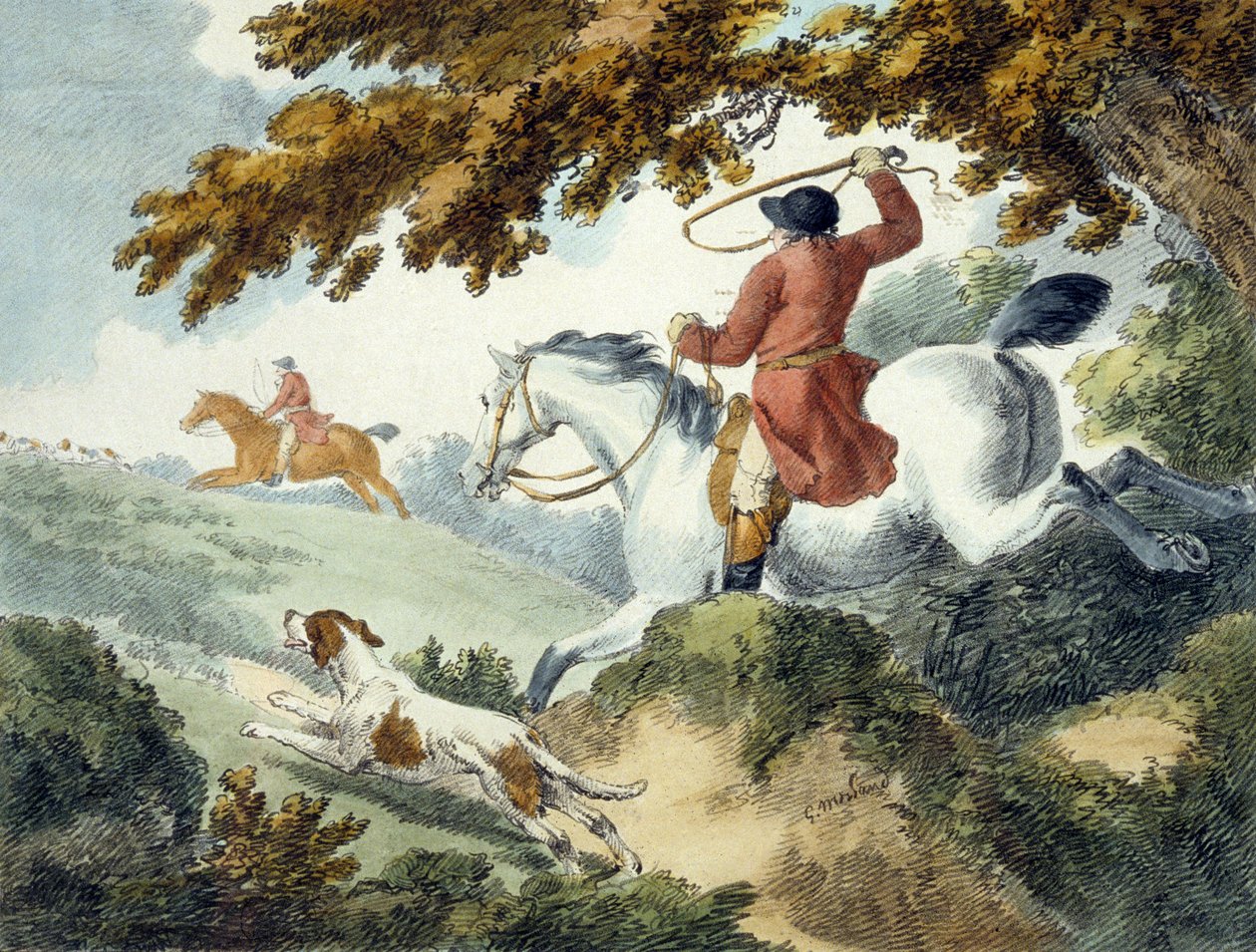 Jagd, graviert von J. Wright von George (after) Morland