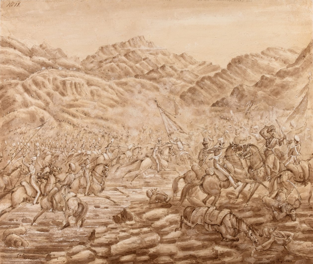 Angriff der Kavallerie der Nachhut in der Schlacht von Tezeen von George Alfred Croly
