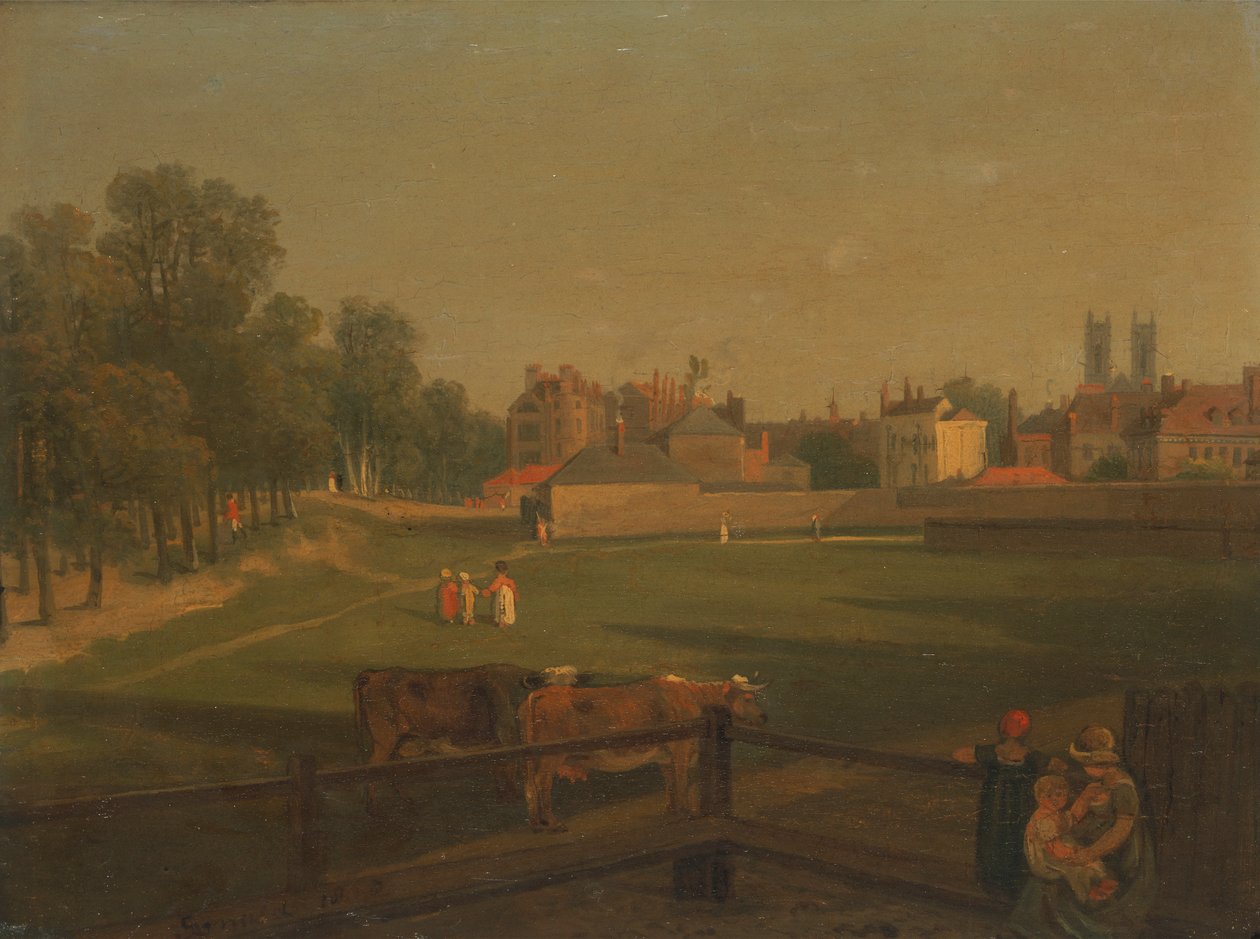 Eine westliche Ansicht eines Teils von Westminster und Bird Cage Walk vom Mill House aus von George Arnald