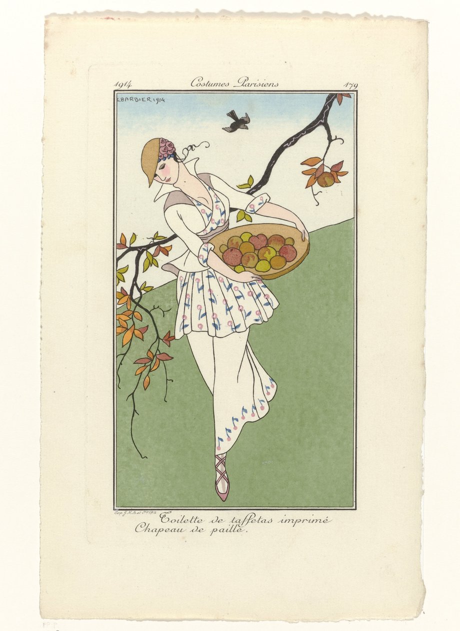 Journal des Dames et des Modes, Costumes Parisiens, 1914, Nr. 179: Taffetakleider von George Barbier