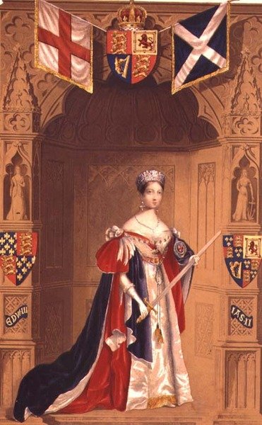 Königin Victoria in einem Hosenbandorden (Farblithografie) von George Baxter