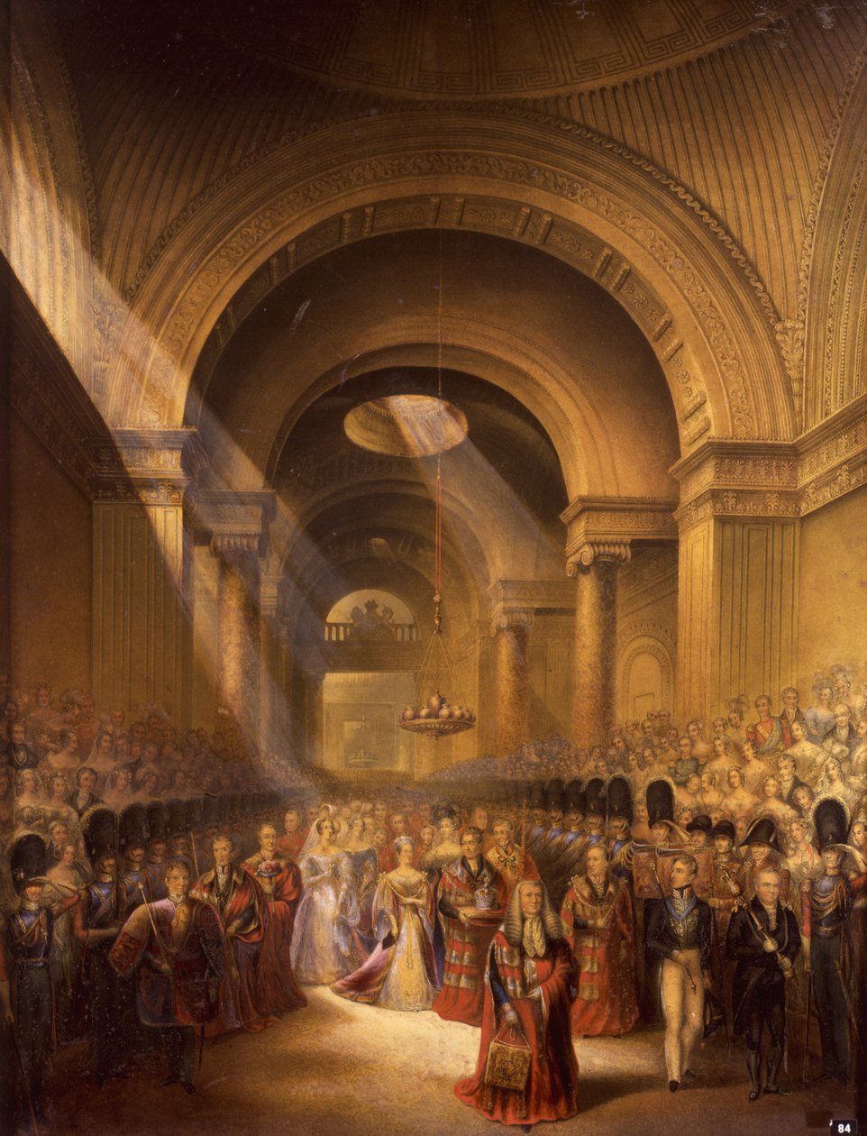 Die Ankunft Ihrer gnädigsten Majestät Königin Victoria im House of Lords zur Eröffnung ihres ersten Parlaments von George Baxter