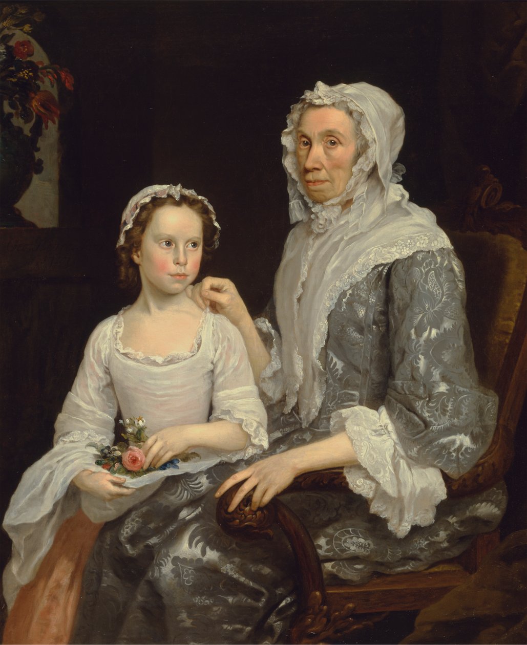 Porträt einer älteren Dame und eines Mädchens von George Beare
