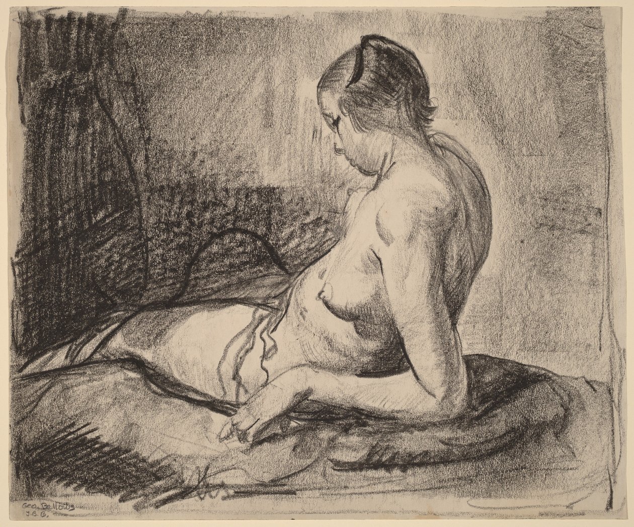 Nacktes Mädchen liegend von George Bellows