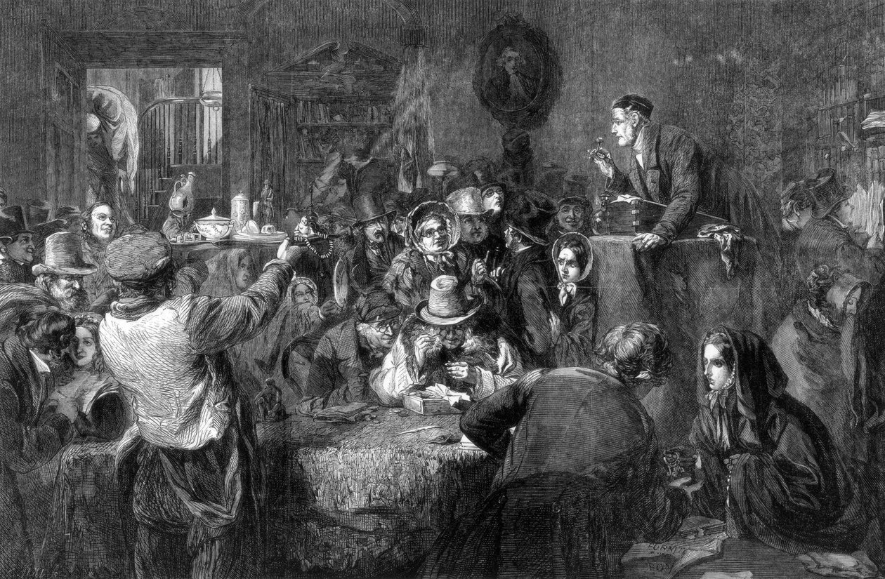 Die Auktion, letzter Tag des Verkaufs, die Internationale Ausstellung, 1862 von George Bernard O