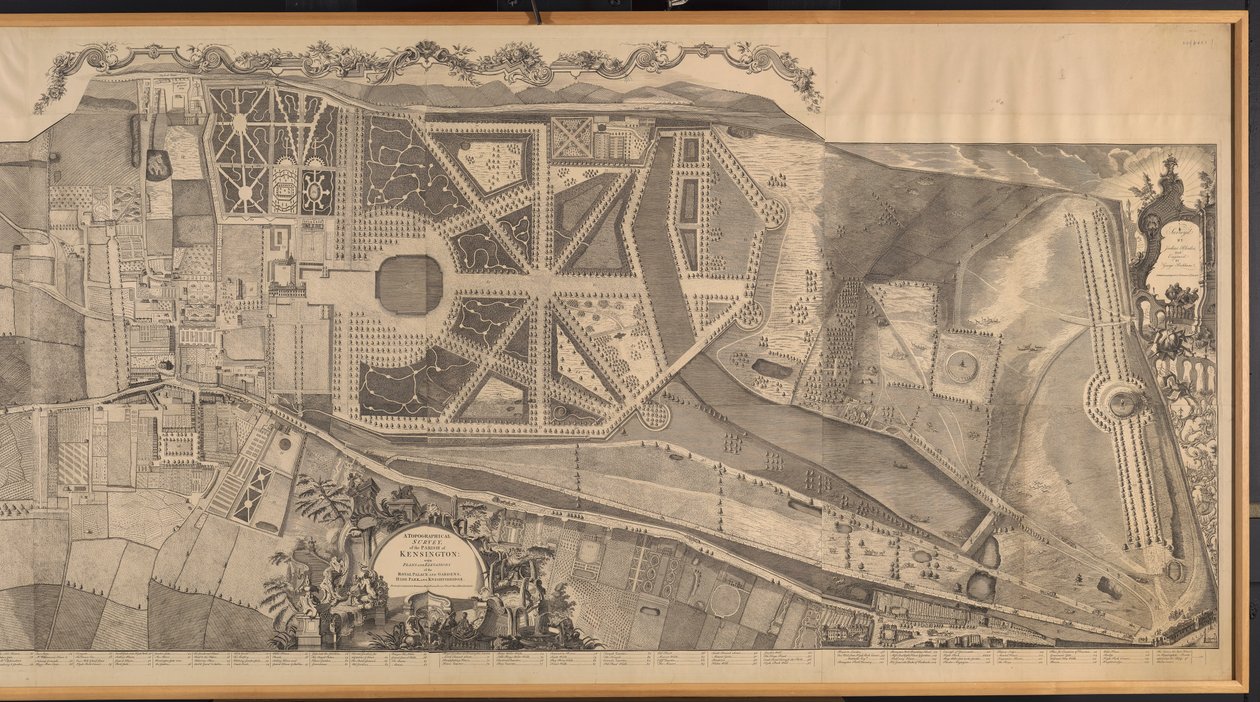 Eine topografische Erhebung der Gemeinde Kensington mit Plänen und Ansichten des Königspalastes und der Gärten, Hyde Park und Knightsbridge von George Bickham