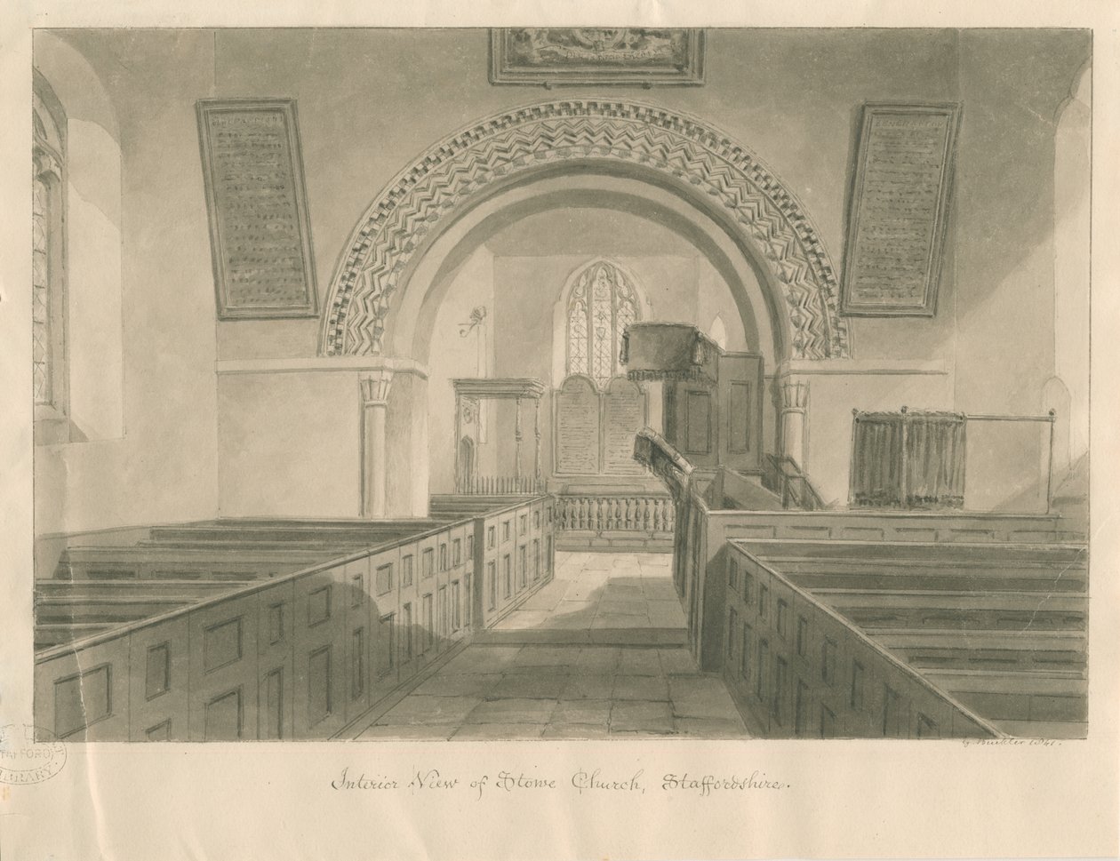 Innenraum der Stowe Kirche von George Buckler