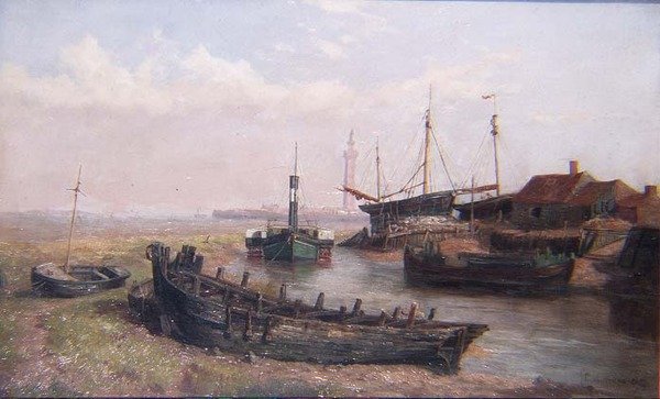 Die Mündung des Flusses Freshney, in der Nähe von Grimsby, Lincolnshire von George Cammidge