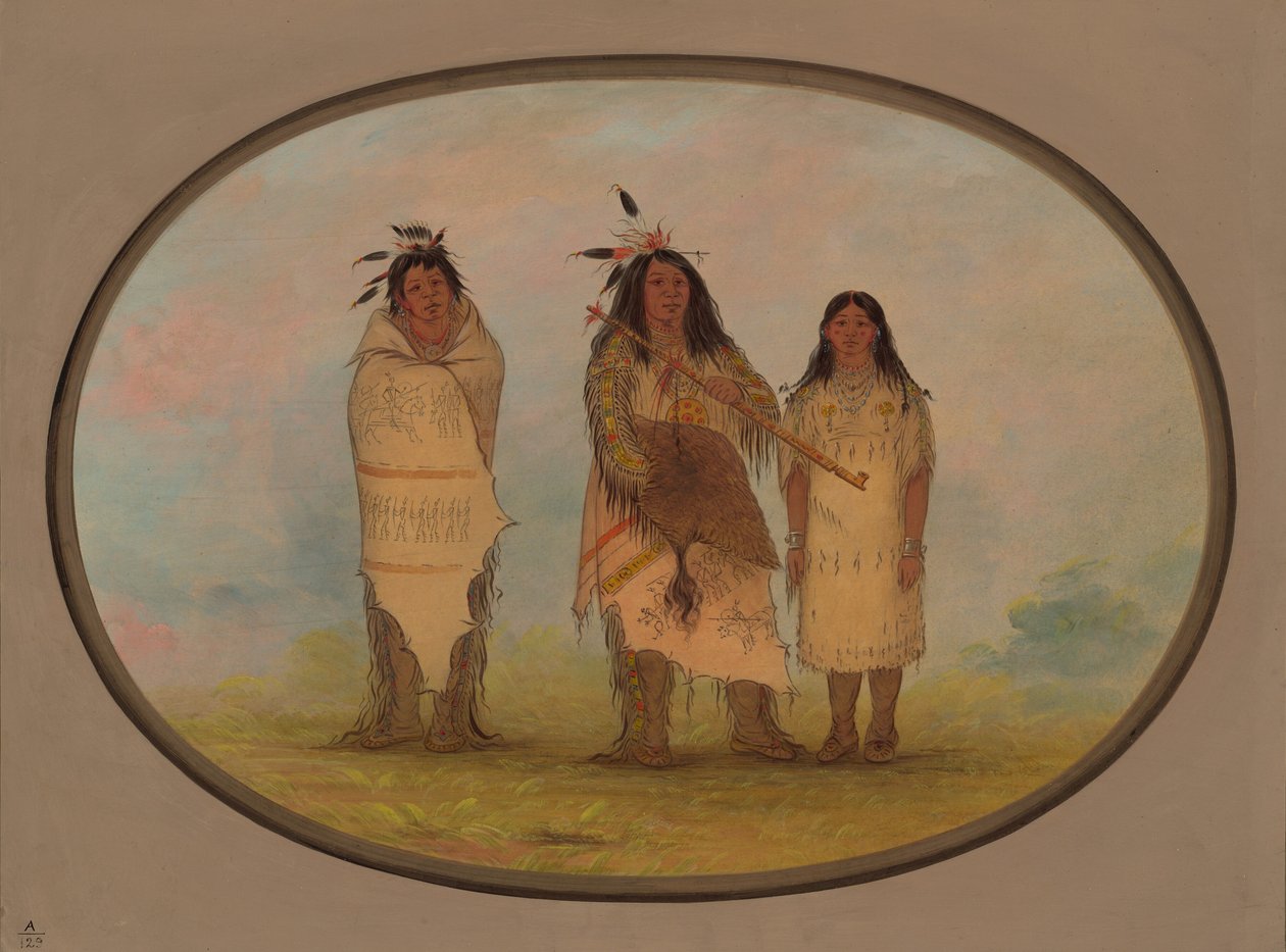 Ein Cheyenne-Häuptling, seine Frau und ein Medizinmann von George Catlin