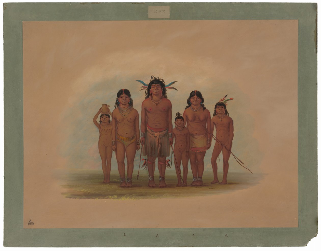 Eine Connibo-Indianerfamilie von George Catlin